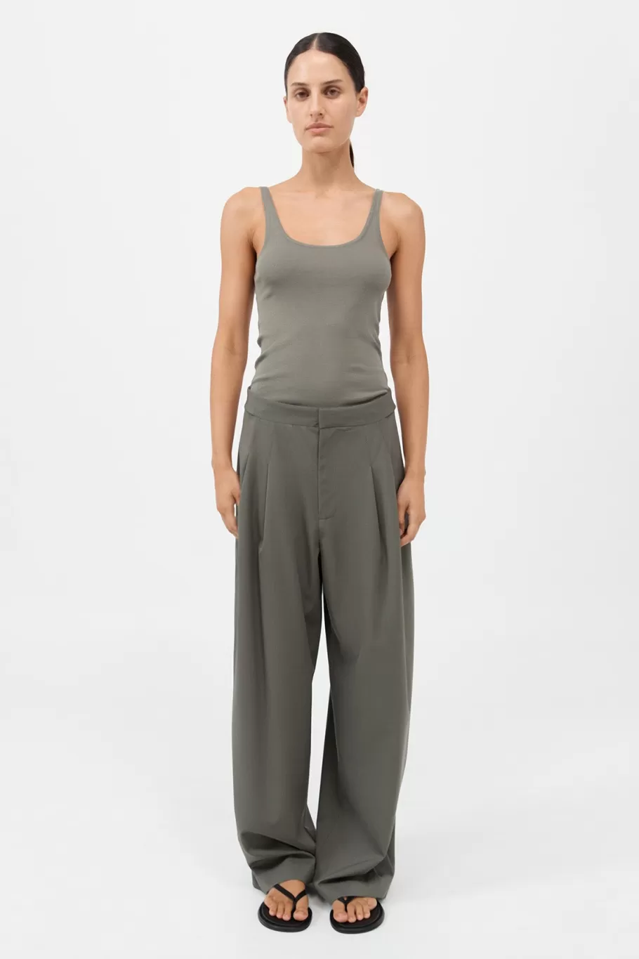 Tailoring | Pants | St. Agni Adjustable Pants - SMOKEY OLIVE