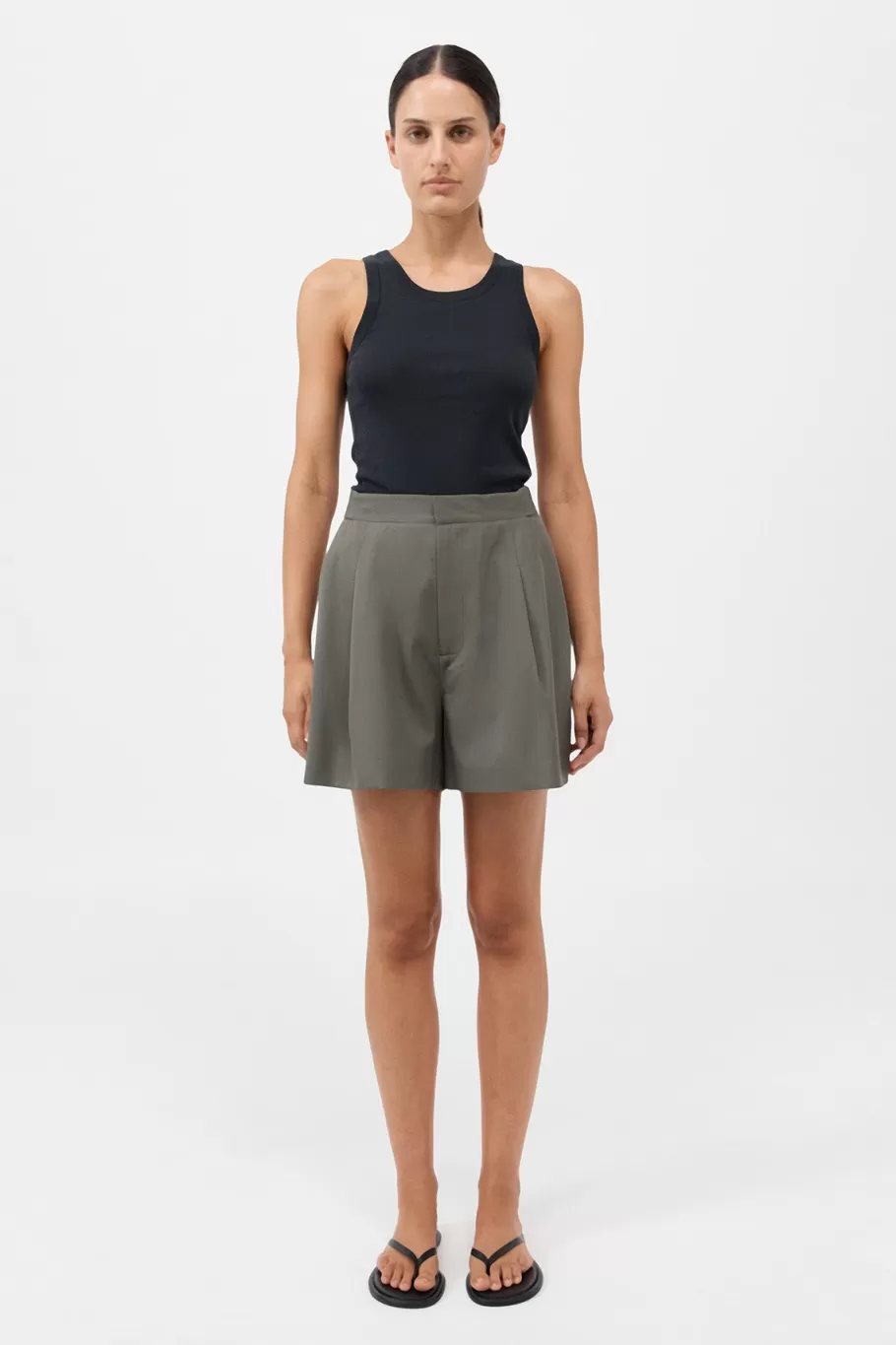 Tailoring | Shorts | St. Agni Adjustable Shorts - SMOKEY OLIVE