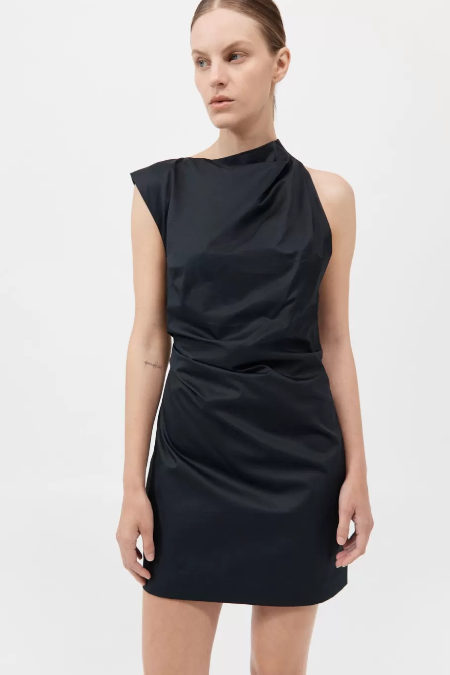 Dresses | St. Agni Asymmetric Tuck Mini Dress - BLACK