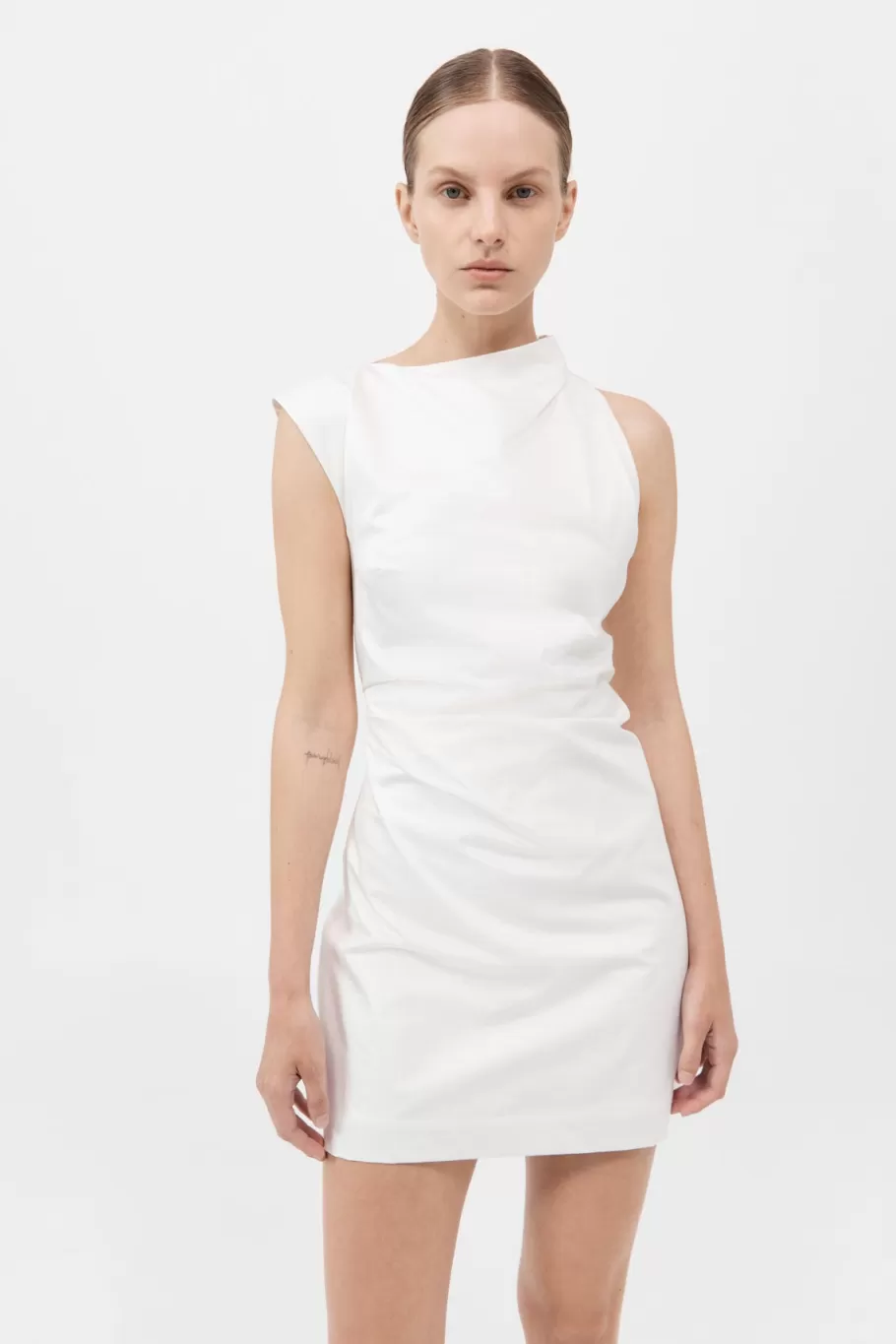 Dresses | St. Agni Asymmetric Tuck Mini Dress - WHITE