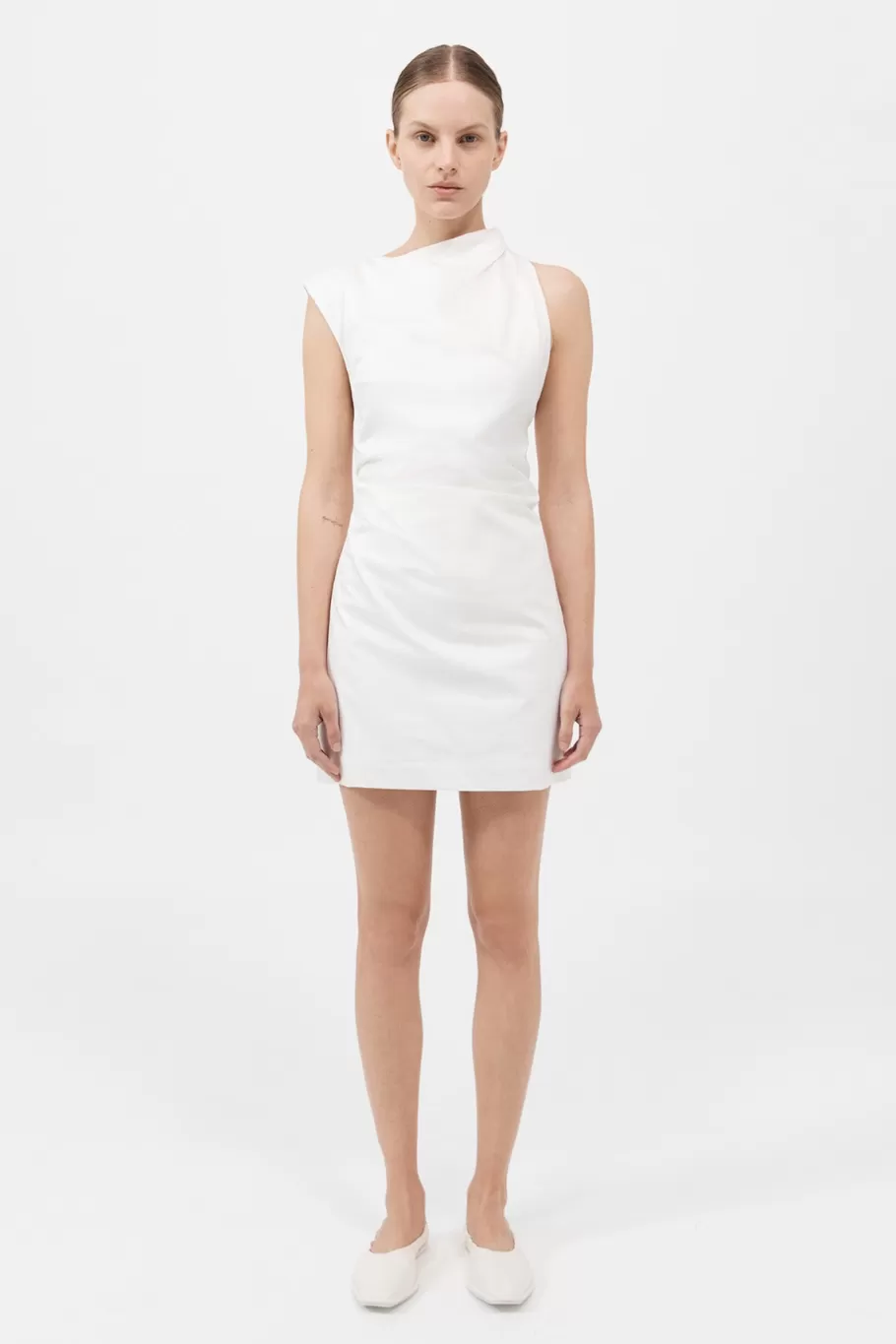 Dresses | St. Agni Asymmetric Tuck Mini Dress - WHITE