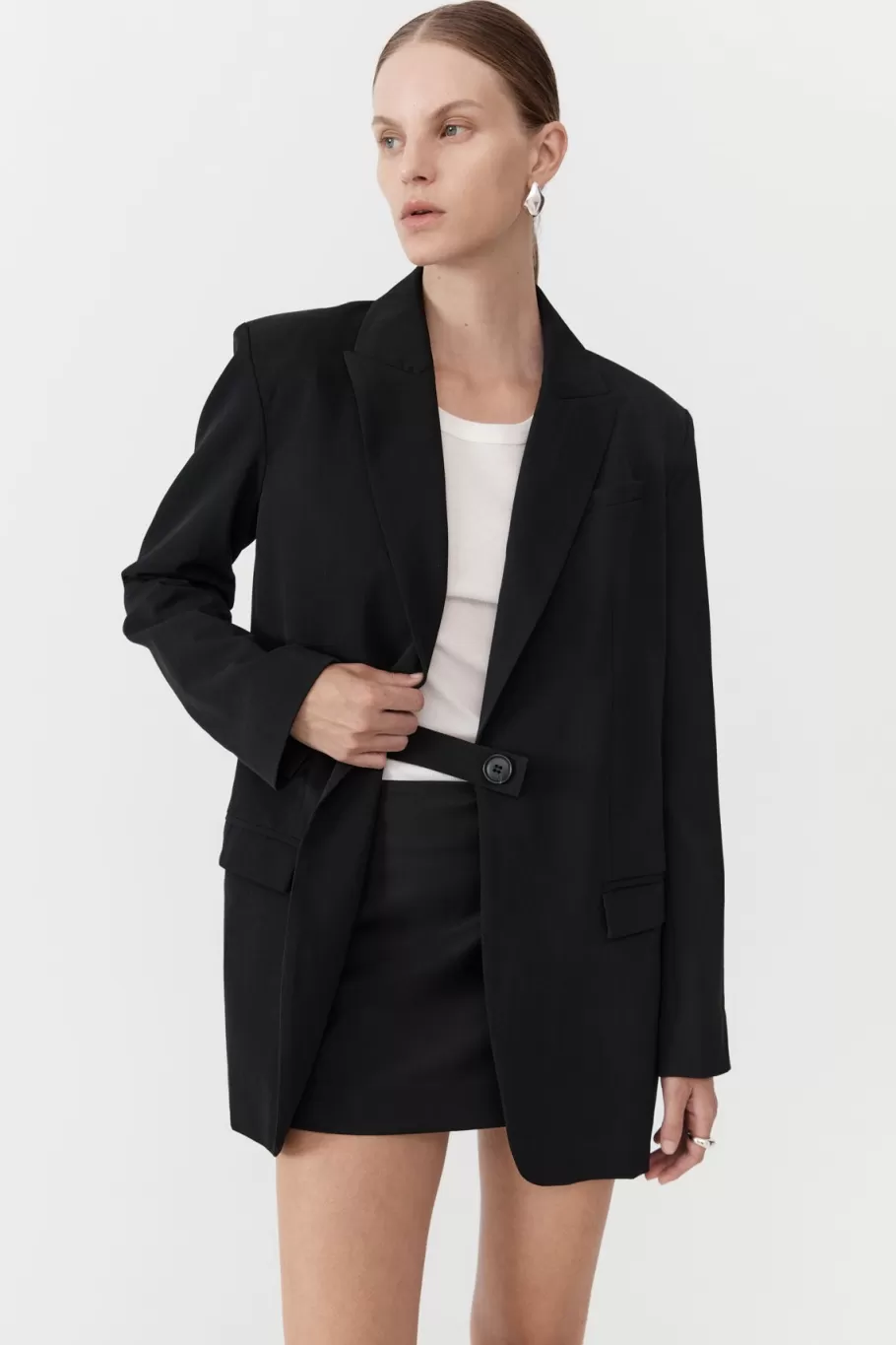 Outerwear | Tailoring | St. Agni Belt Detail Blazer - BLACK