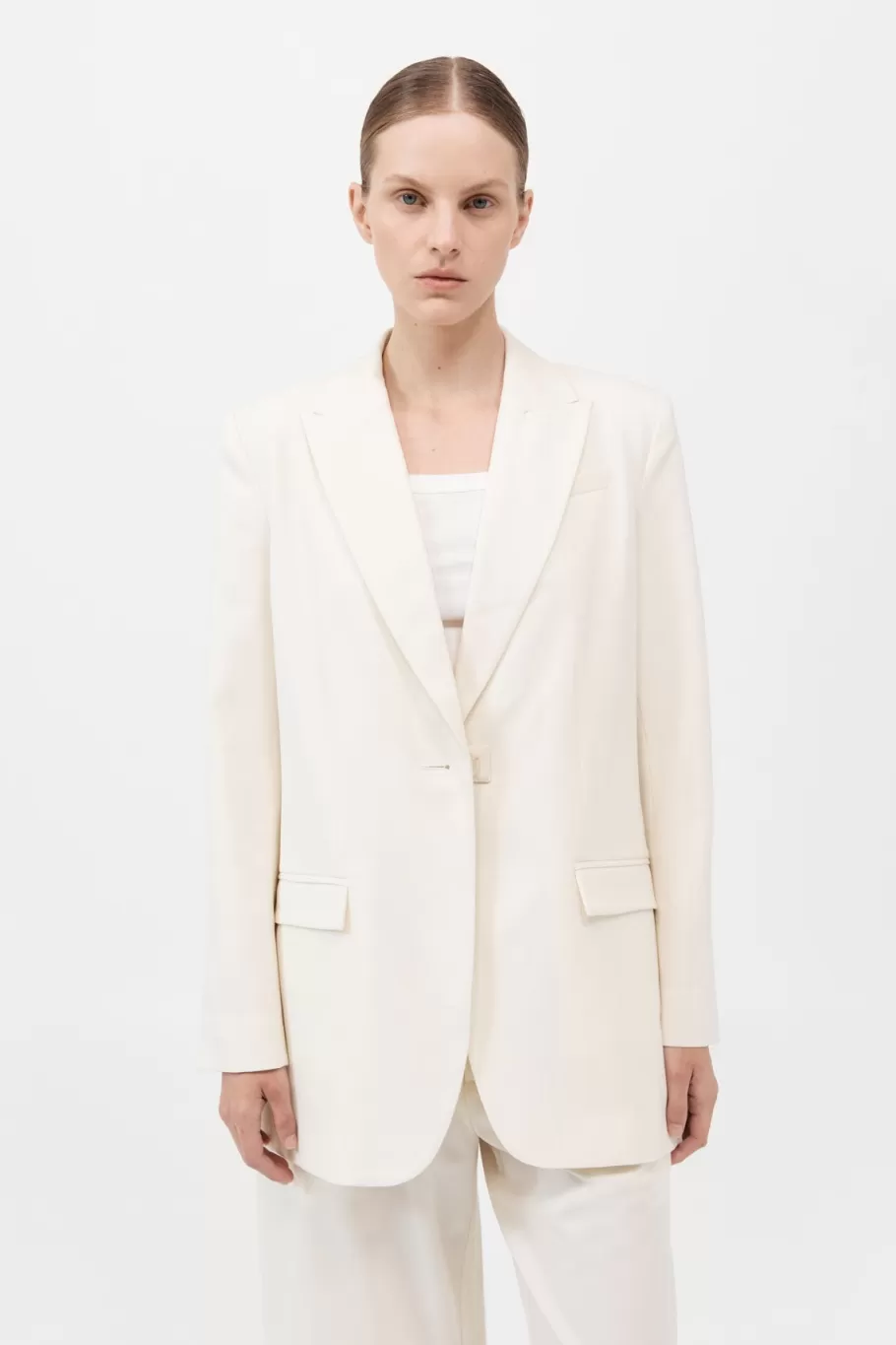 Outerwear | Tailoring | St. Agni Belt Detail Blazer - MILK