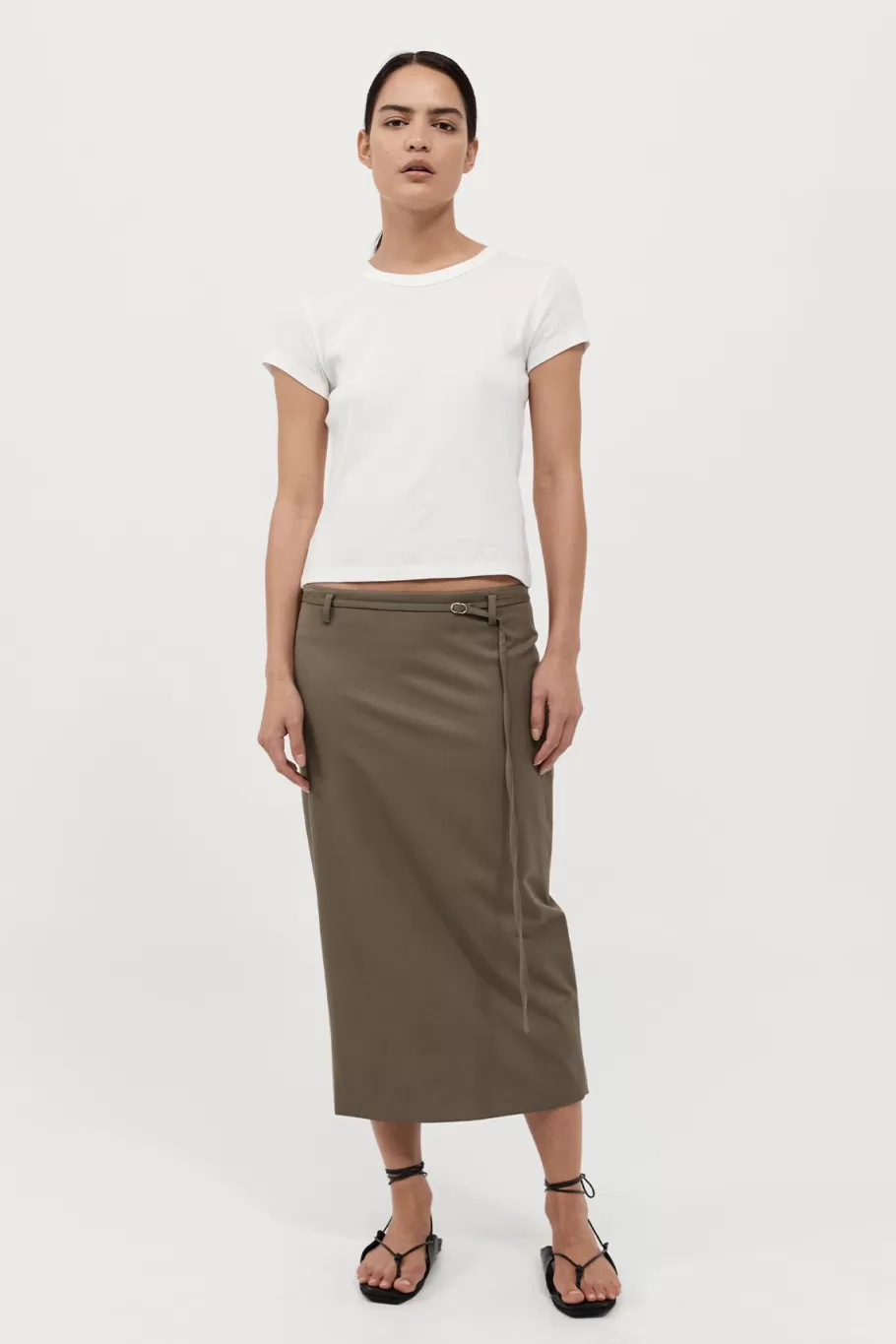 Tailoring | Skirts | St. Agni Belted Pencil Skirt - KELP