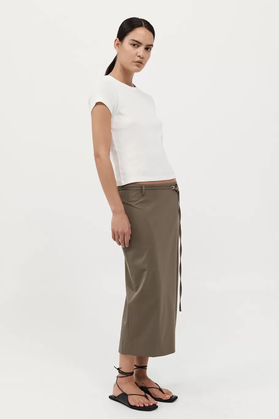 Tailoring | Skirts | St. Agni Belted Pencil Skirt - KELP