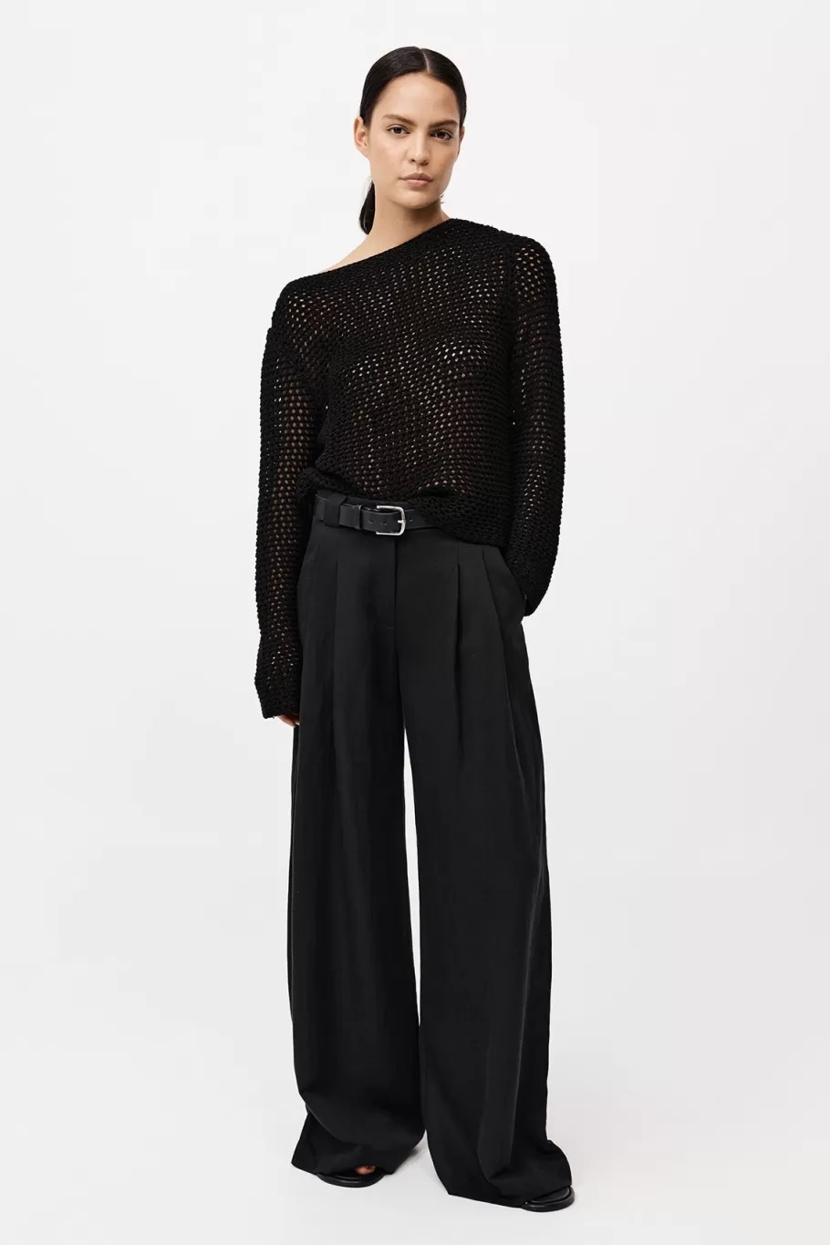 Jumpers | Knitwear | St. Agni Cotton Crochet Jumper - BLACK