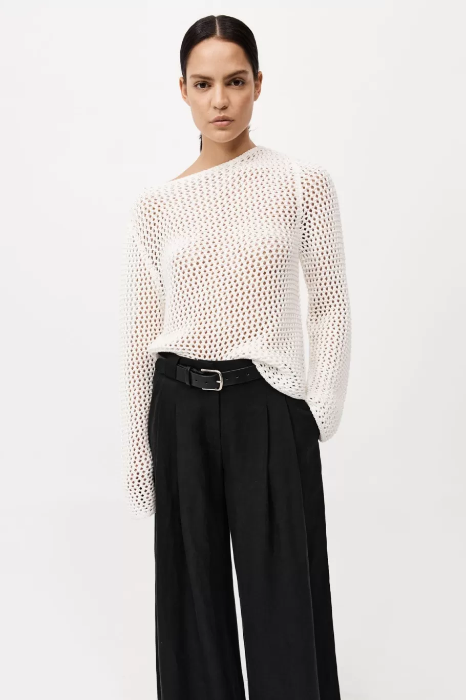 Jumpers | Knitwear | St. Agni Cotton Crochet Jumper - OFF WHITE