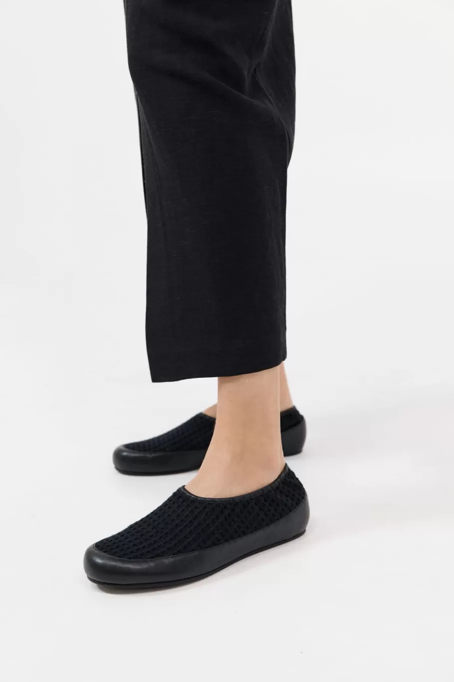 Flats | St. Agni Cotton Grid Flats - Black