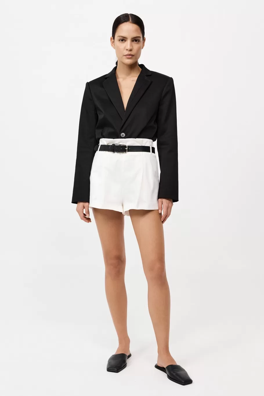 Tailoring | Shorts | St. Agni Cotton Paperbag Waist Shorts - OFF WHITE