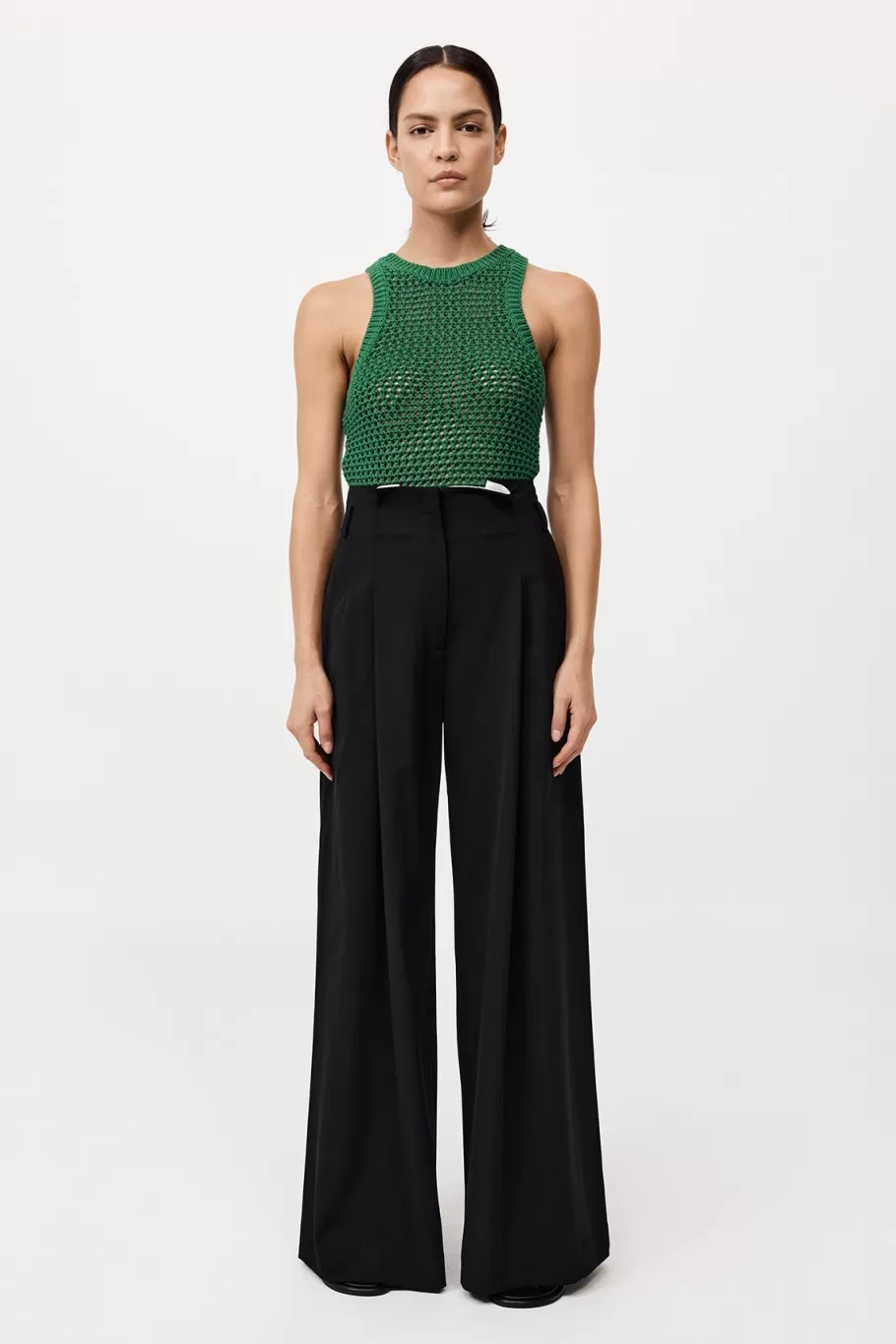 Tailoring | Pants | St. Agni Cotton Paperbag Waist Trousers - BLACK