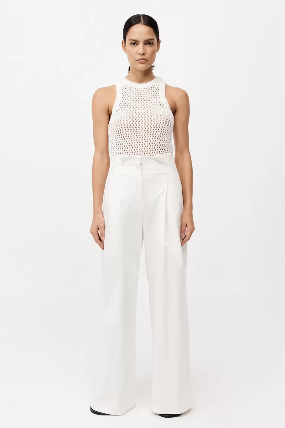 Tailoring | Pants | St. Agni Cotton Paperbag Waist Trousers - OFF WHITE