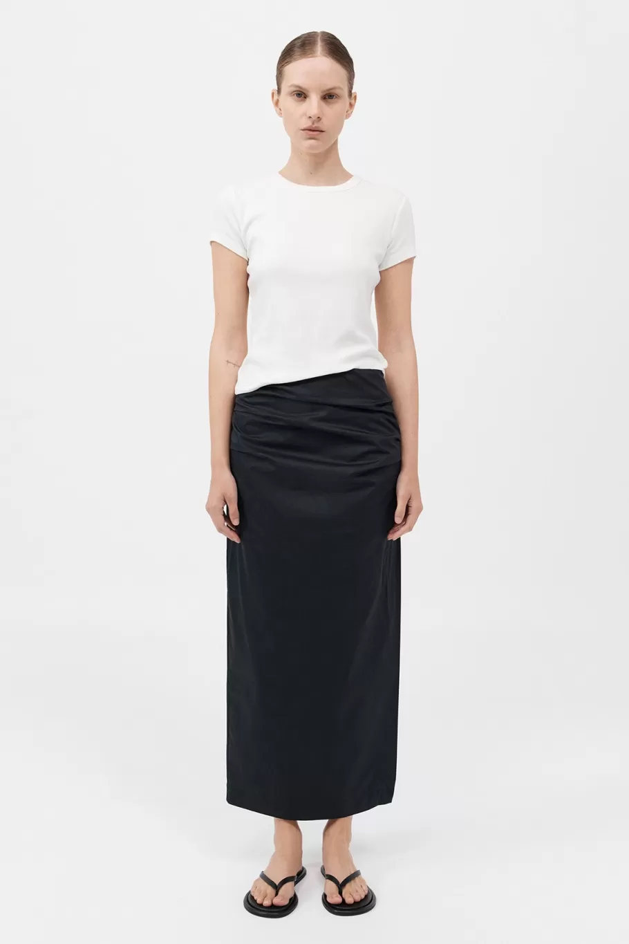 Skirts | St. Agni Cotton Tuck Midi Skirt - BLACK