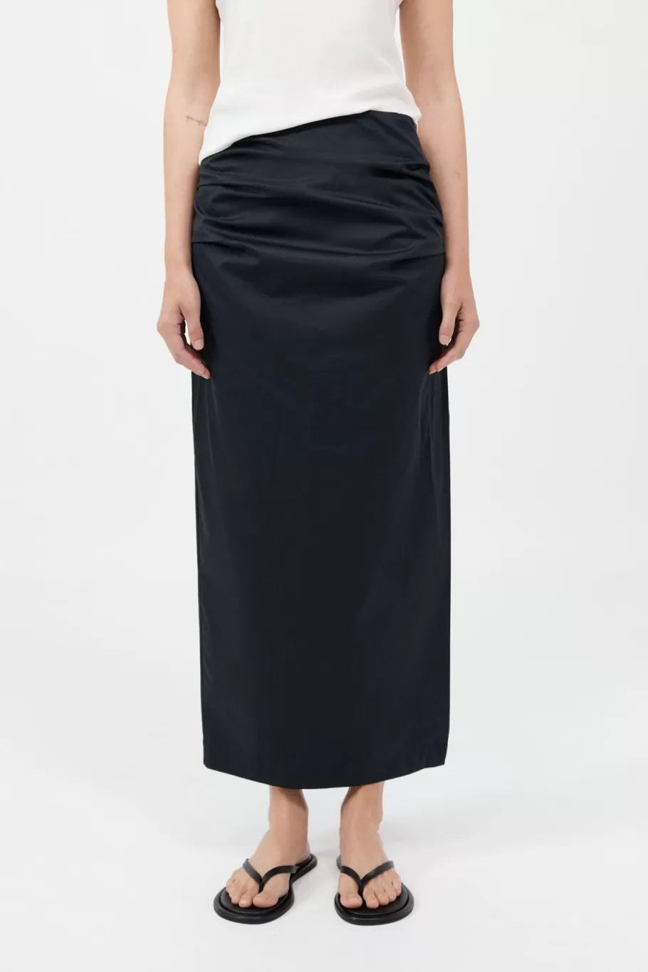 Skirts | St. Agni Cotton Tuck Midi Skirt - BLACK