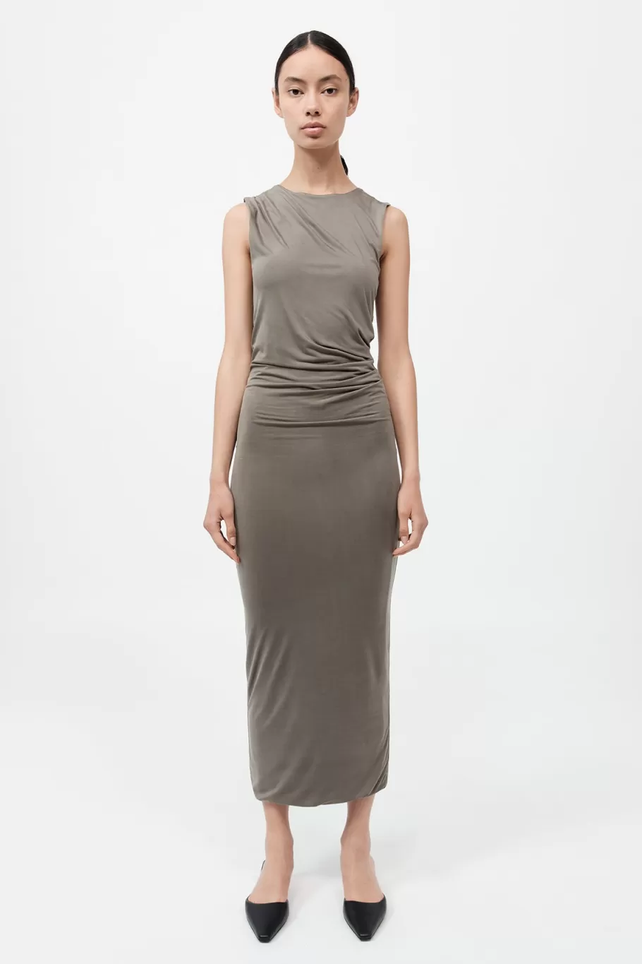 Dresses | St. Agni Cupro Jersey Drape Dress - SMOKEY OLIVE