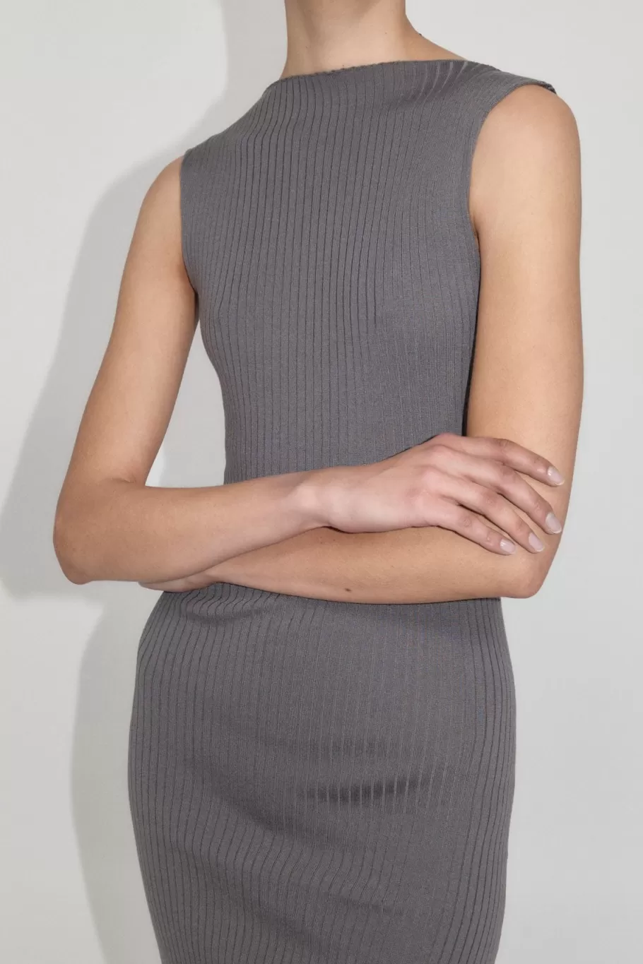 Dresses | Knitwear | St. Agni Cut Away Knit Dress - STONE GREY