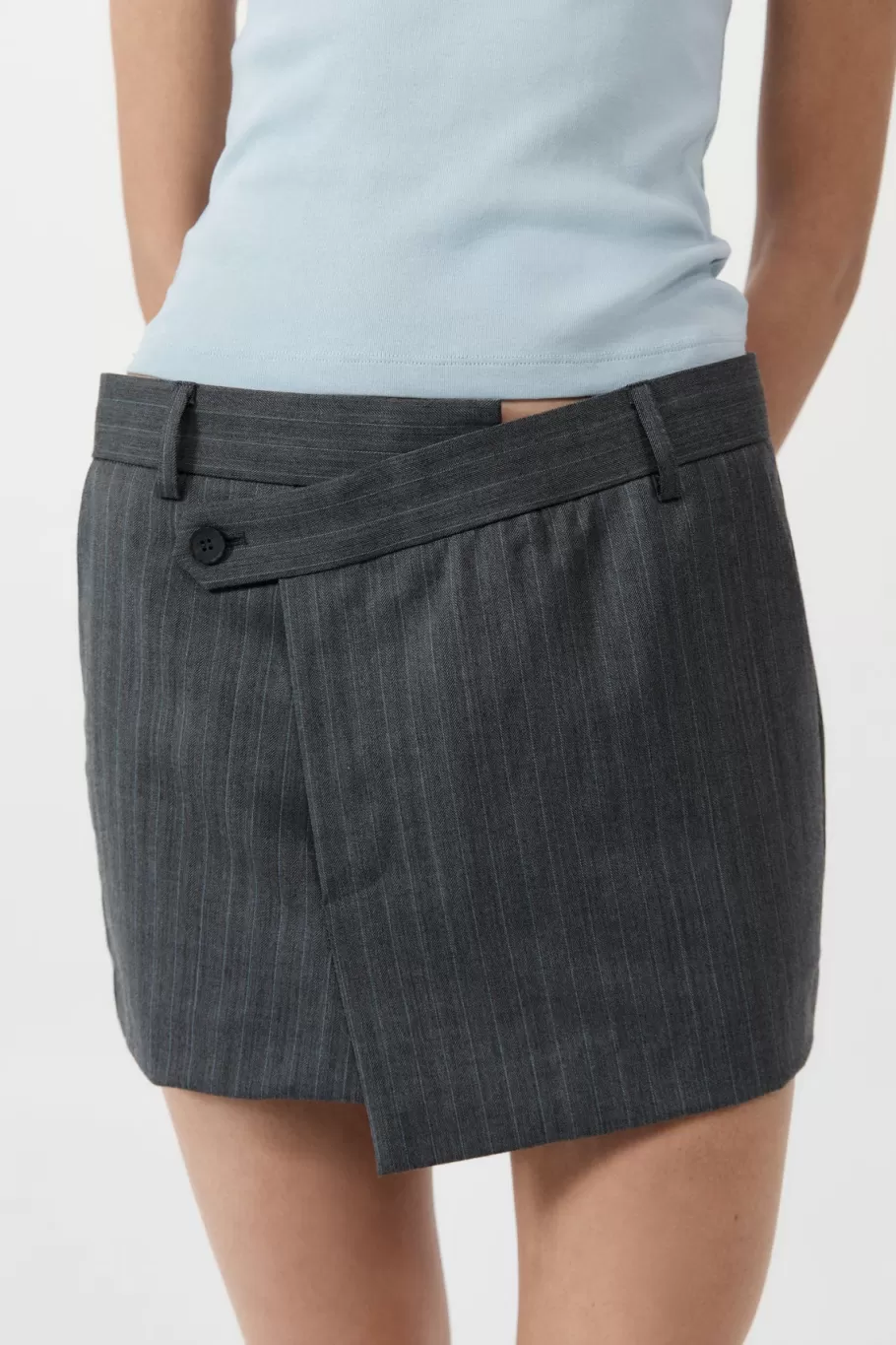 Tailoring | Skirts | St. Agni Deconstructed Mini Skirt - Stone Blue Stripe