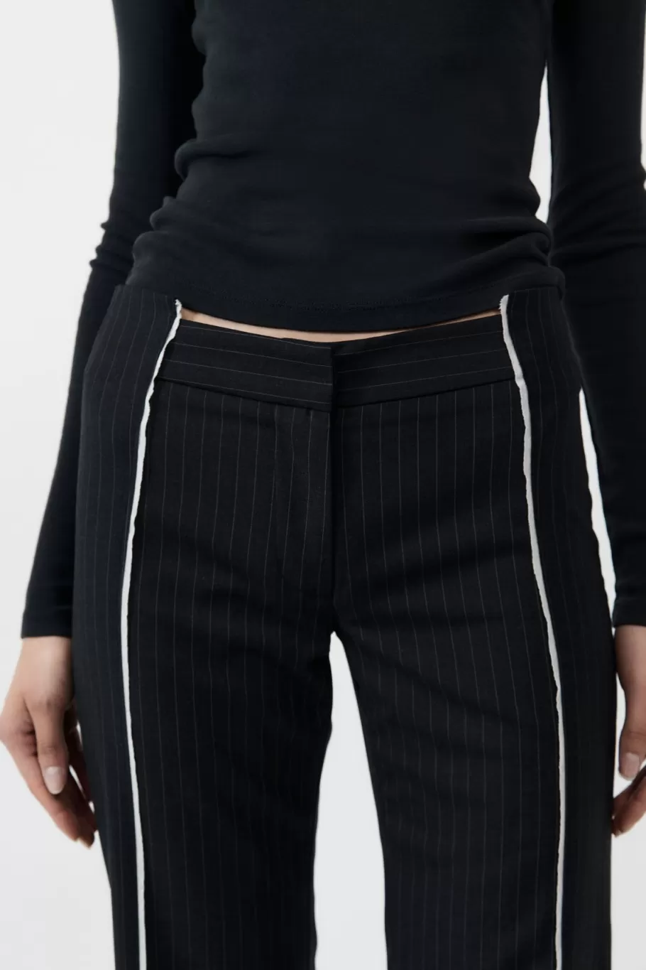 Tailoring | Pants | St. Agni Deconstructed Pinstripe Trousers - Black