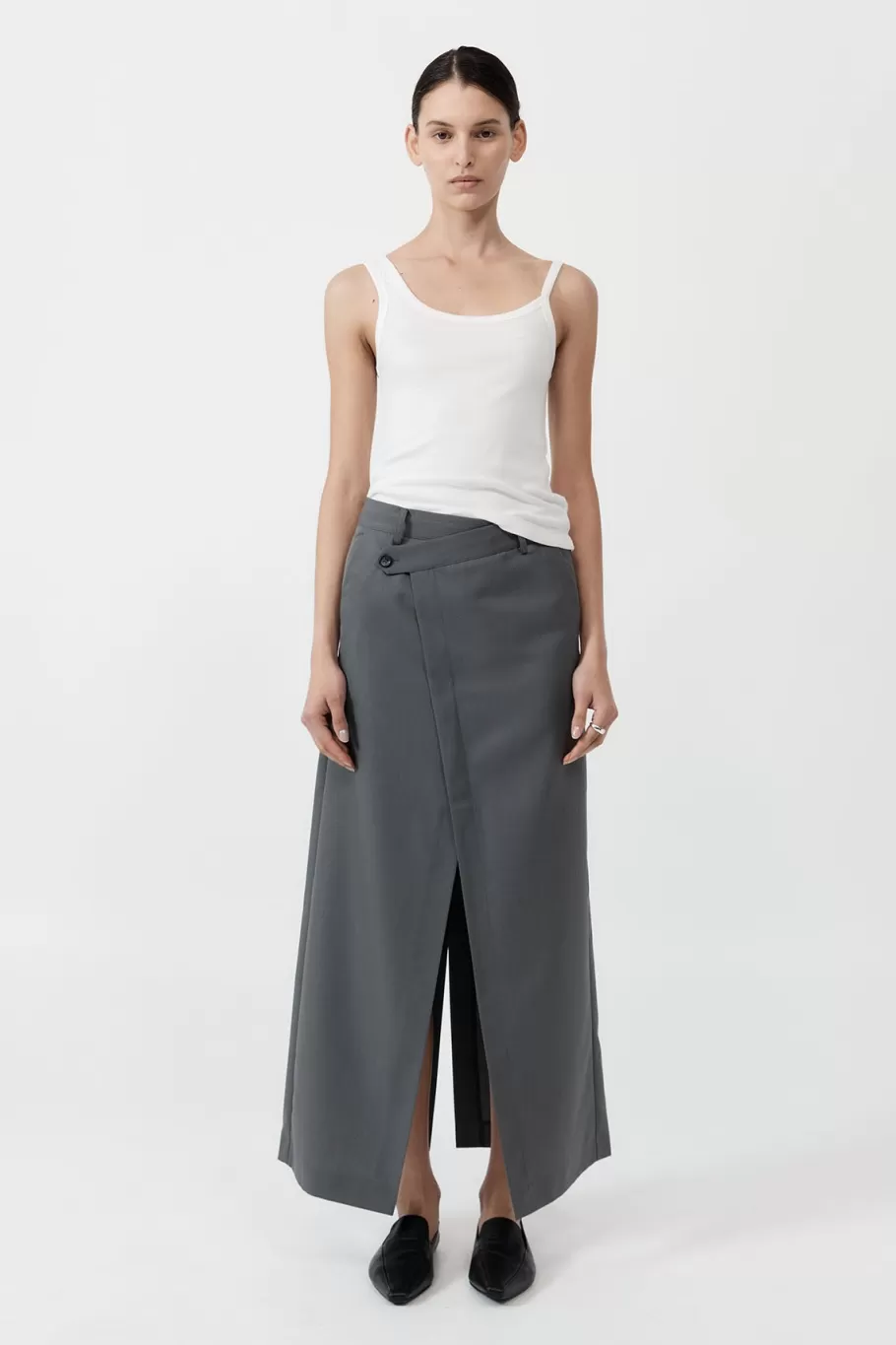 Tailoring | Skirts | St. Agni Deconstructed Waist Maxi Skirt - PEWTER GREY