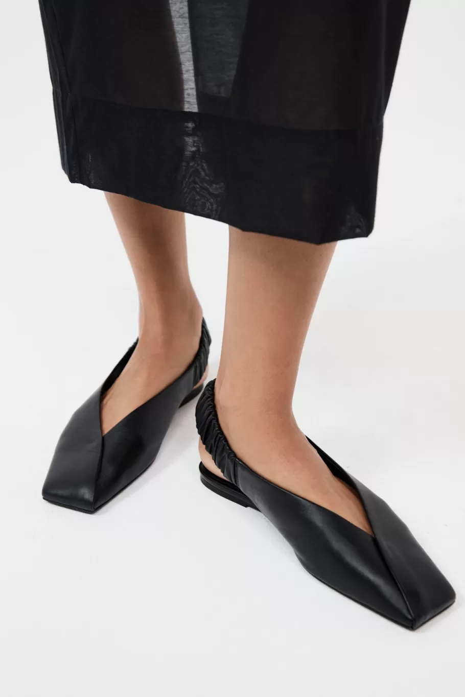 Flats | St. Agni Envelope Sling Back Flat - BLACK