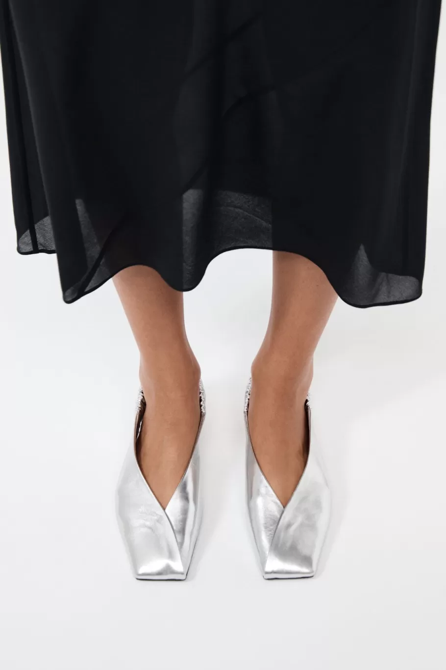 Flats | St. Agni Envelope Sling Back Flat - SILVER