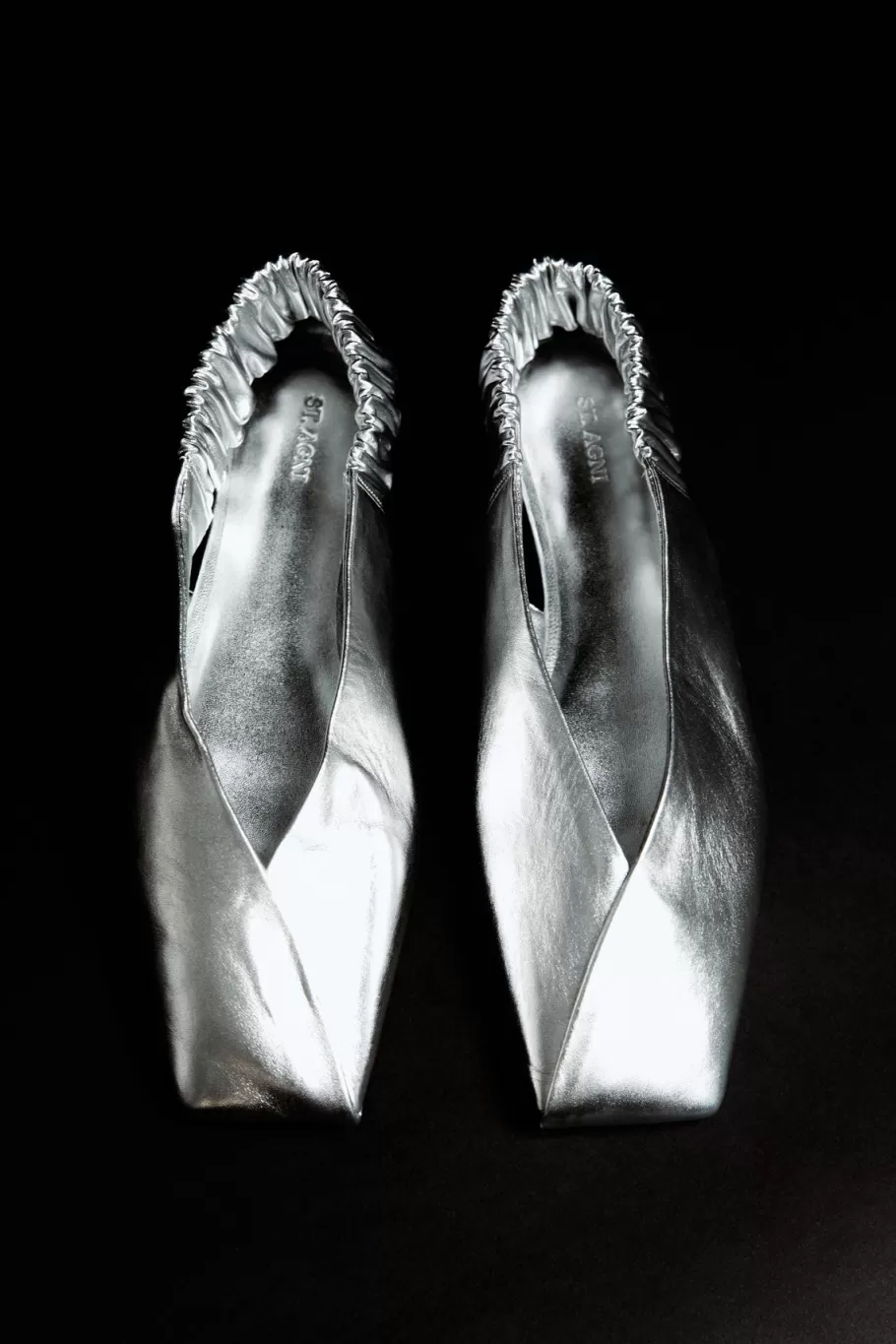 Flats | St. Agni Envelope Sling Back Flat - SILVER