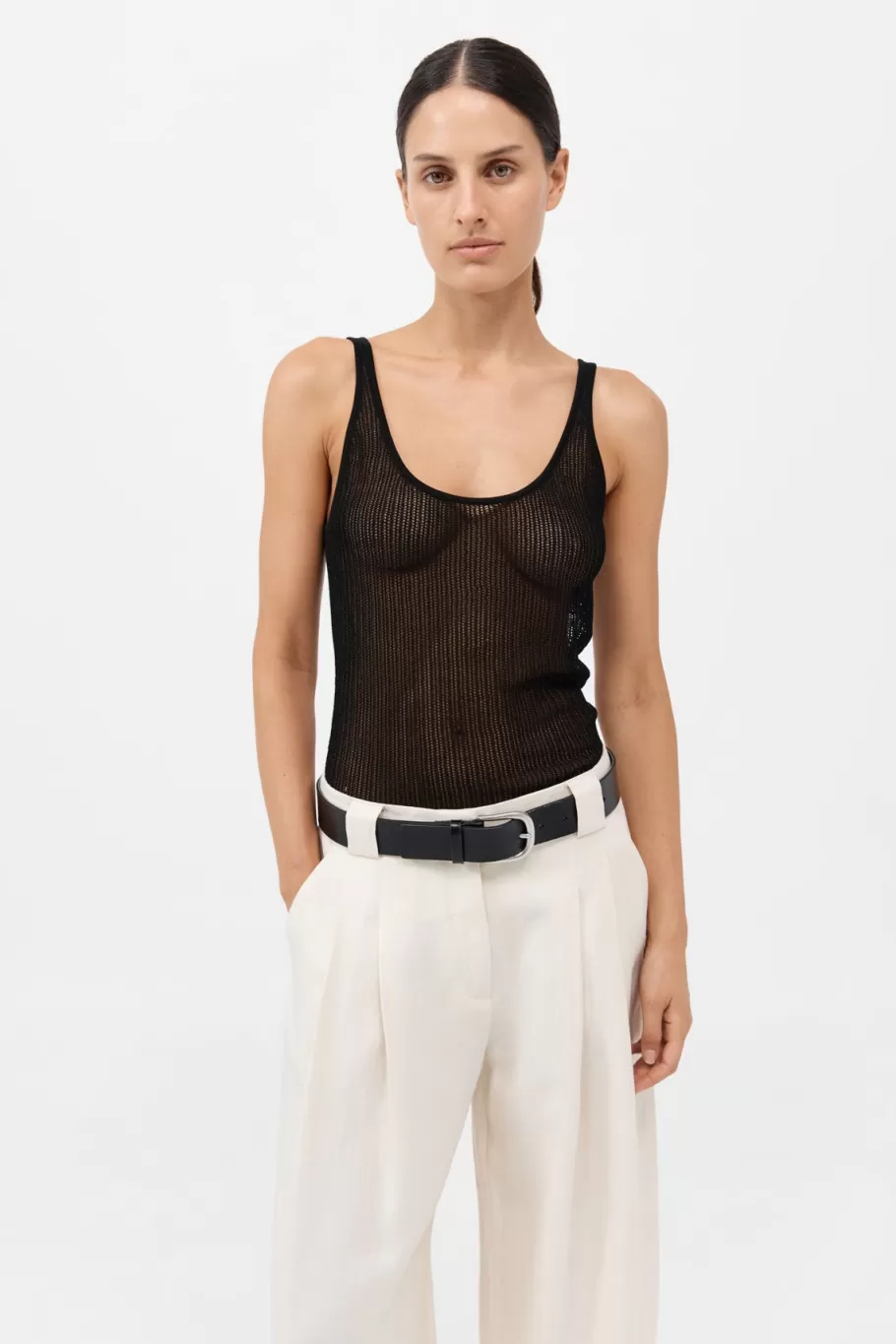 Tops | Singlets | St. Agni Fine Crochet Cami - BLACK