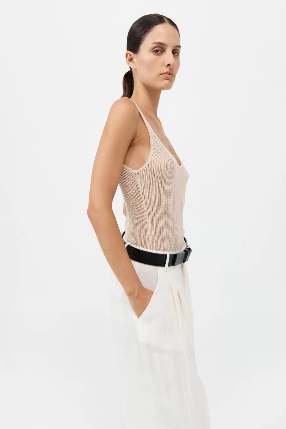 Tops | Singlets | St. Agni Fine Crochet Cami - SAND