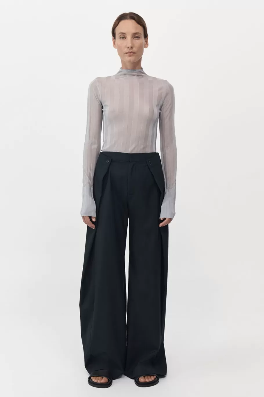 Knitwear | St. Agni Fine Pleat Long Sleeve Top - SILVER