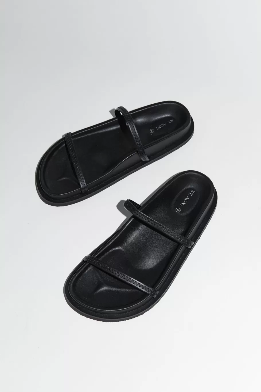 Slides | St. Agni Fine Strap Slide - BLACK