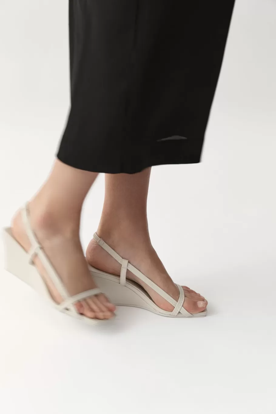 Heels | Wedges | St. Agni Fine Strap Sling Back Wedge - COOL WHITE