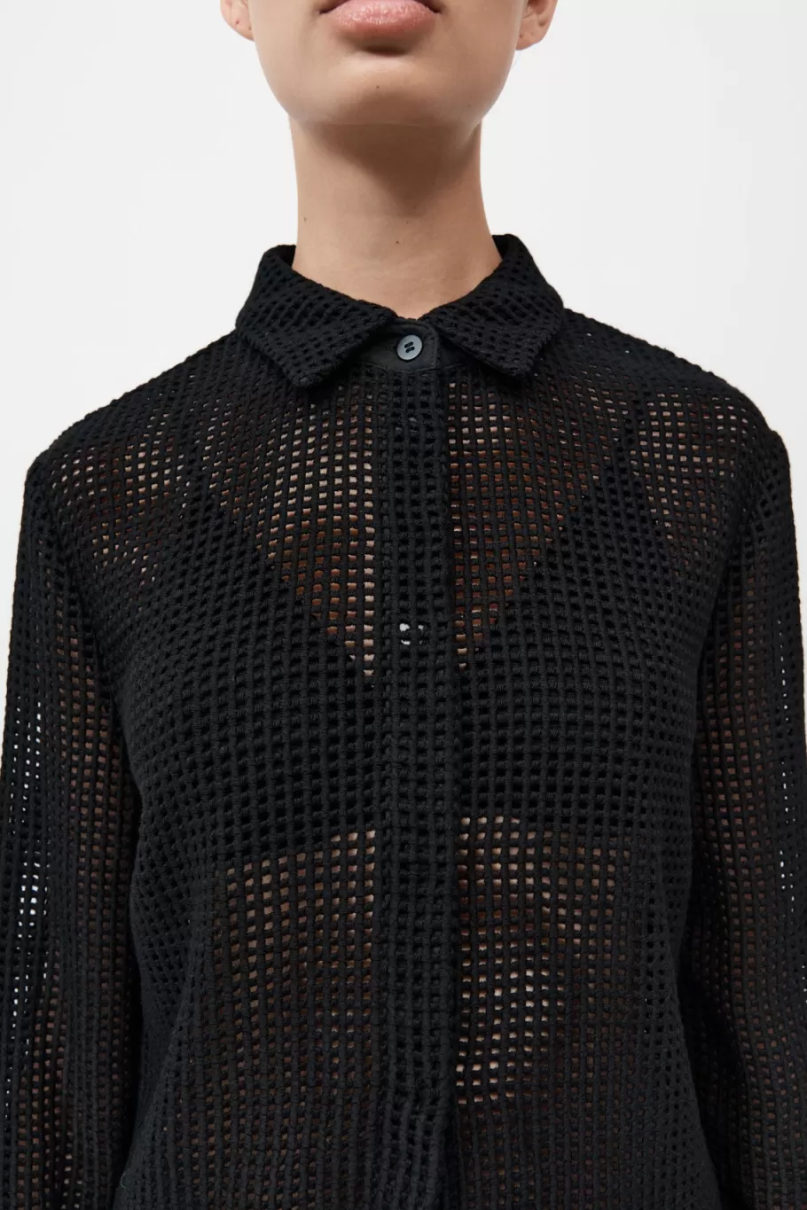 Tops | Shirts | St. Agni Fitted Cotton Grid Shirt - BLACK