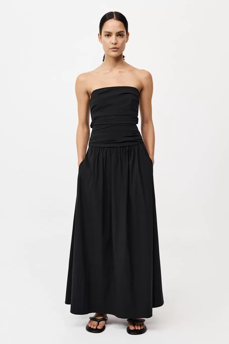 Dresses | St. Agni Gathered Strapless Tie Back Dress - BLACK