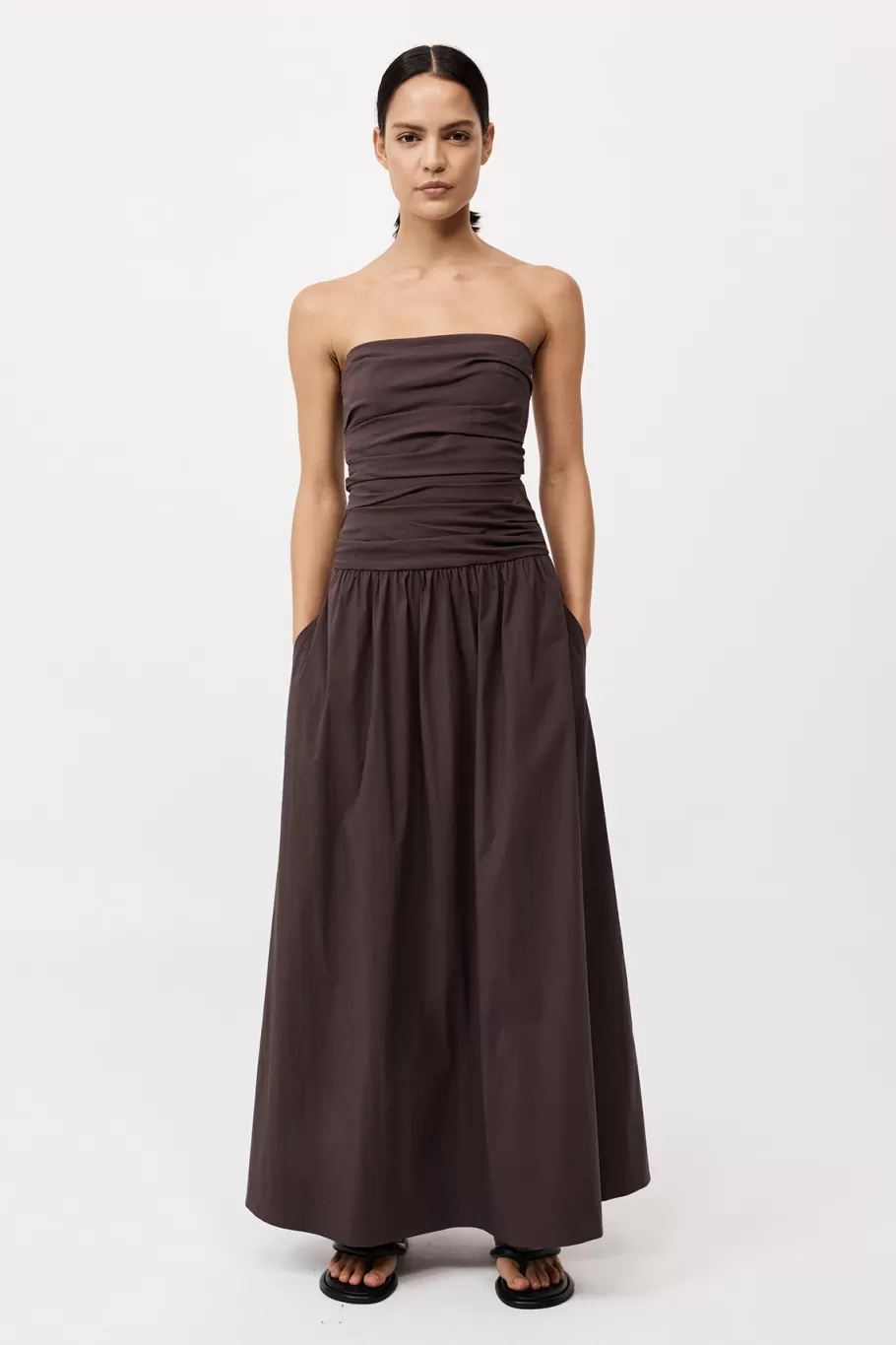 Dresses | St. Agni Gathered Strapless Tie Back Dress - CHOCOLATE PLUM