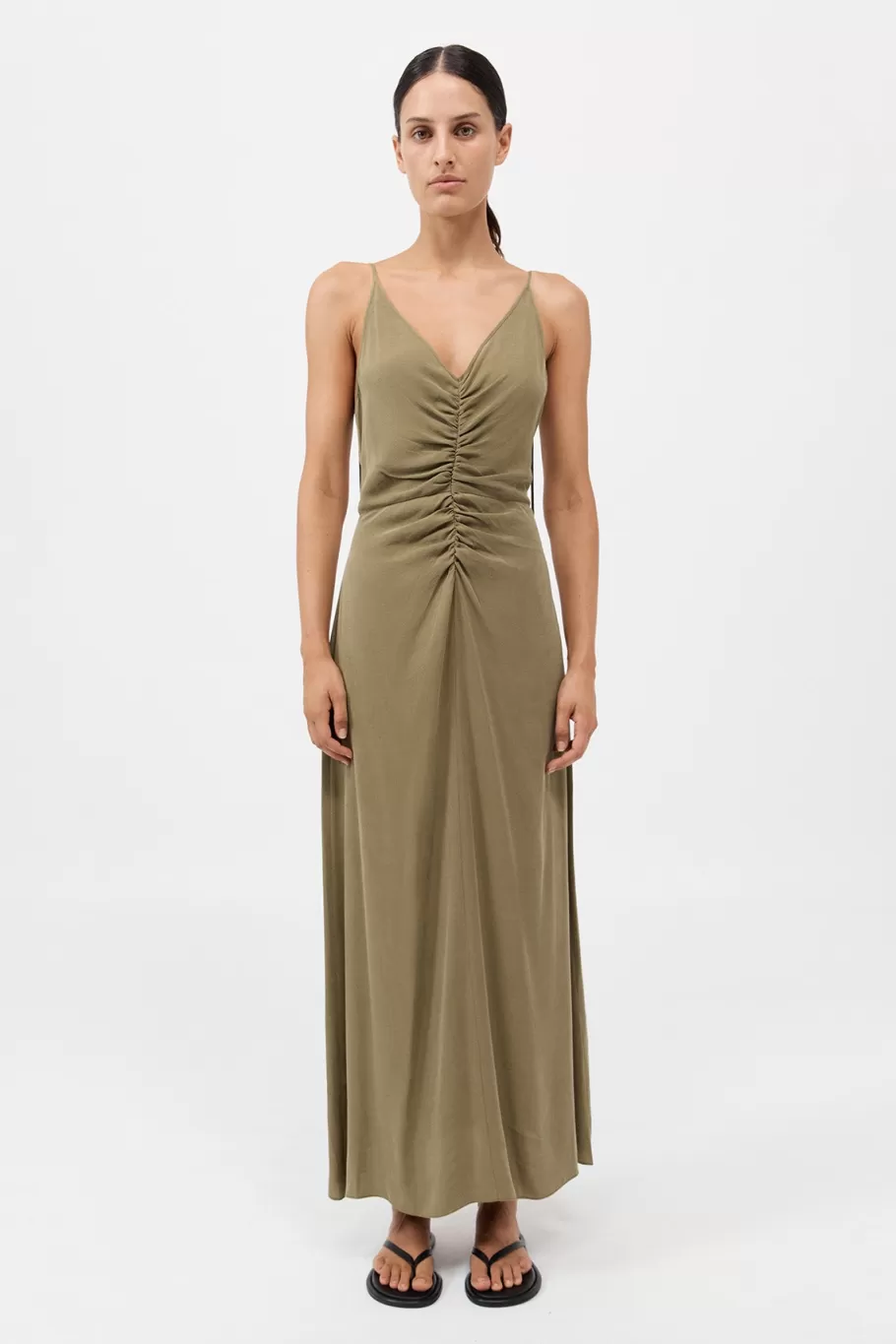 Dresses | St. Agni Gathered Tie Dress - OLIVE