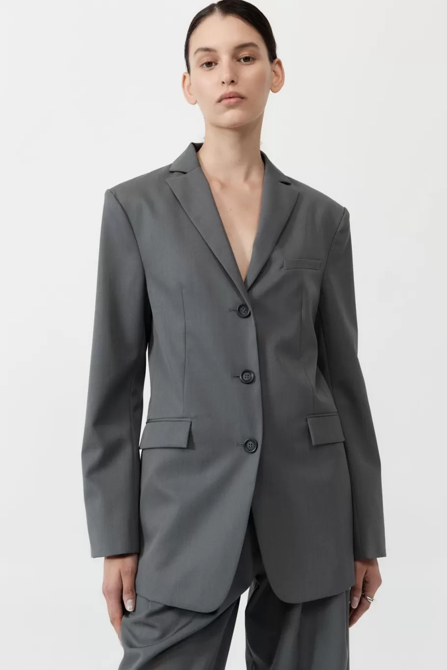 Outerwear | Tailoring | St. Agni Homme Belted Blazer - Pewter Grey