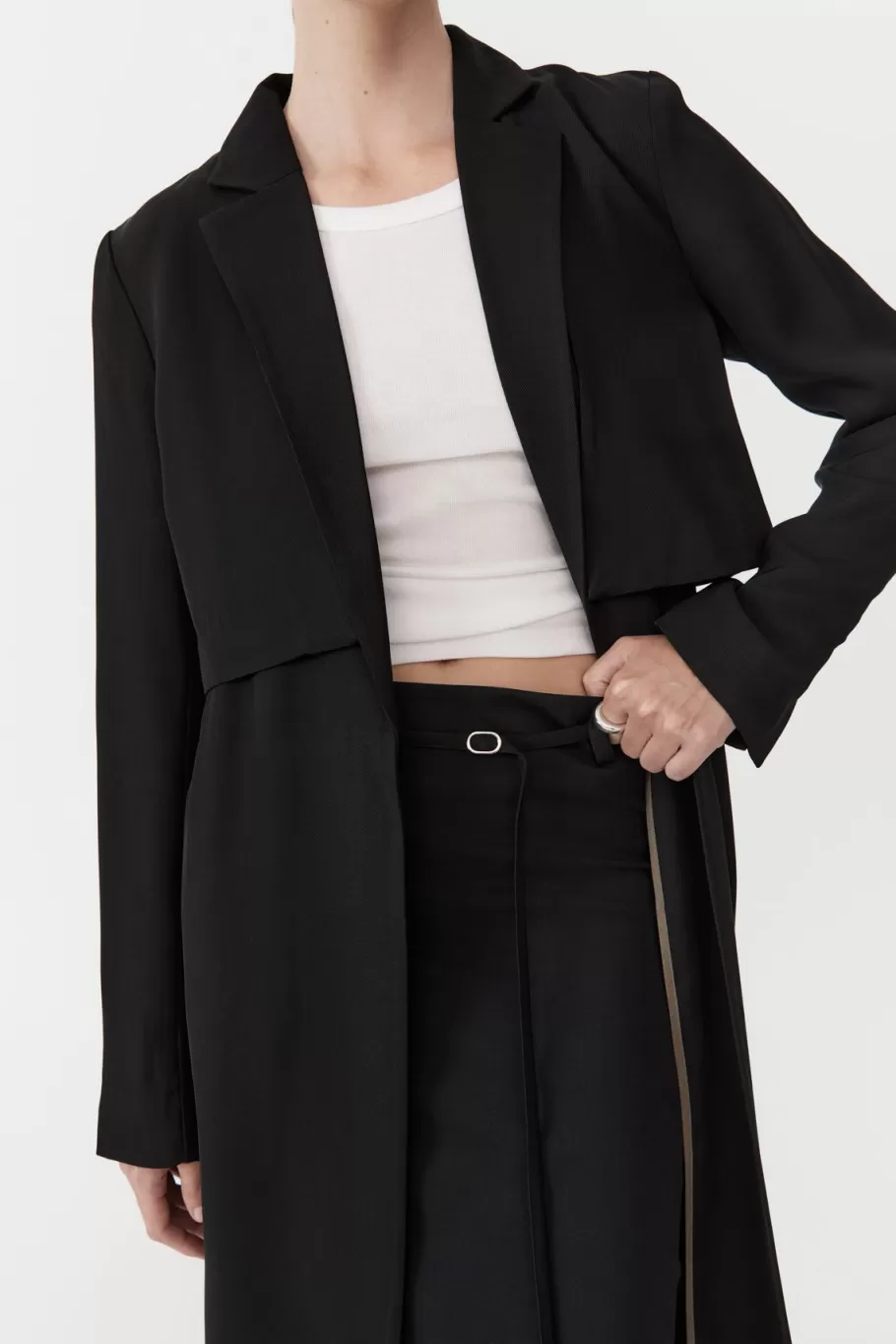 Outerwear | Tailoring | St. Agni Layered Summer Trench - Black