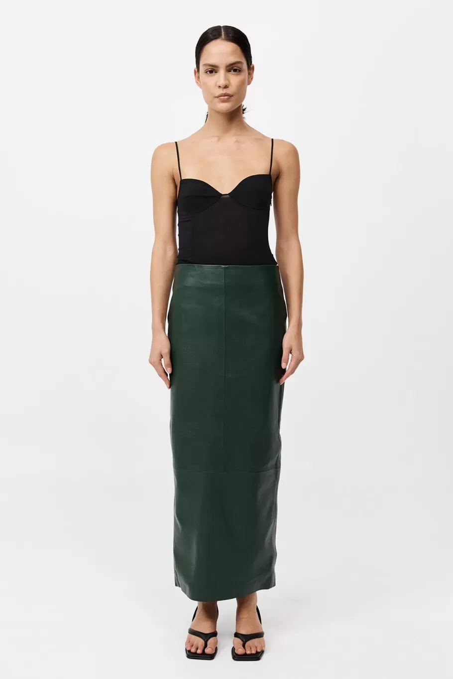 Leather | Skirts | St. Agni Leather Column Skirt - DEEP GREEN