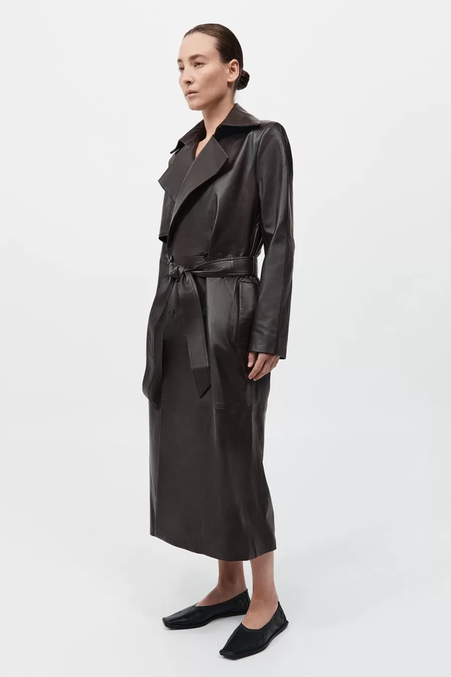 Leather | Outerwear | St. Agni Leather Trench Coat - CHOCOLATE