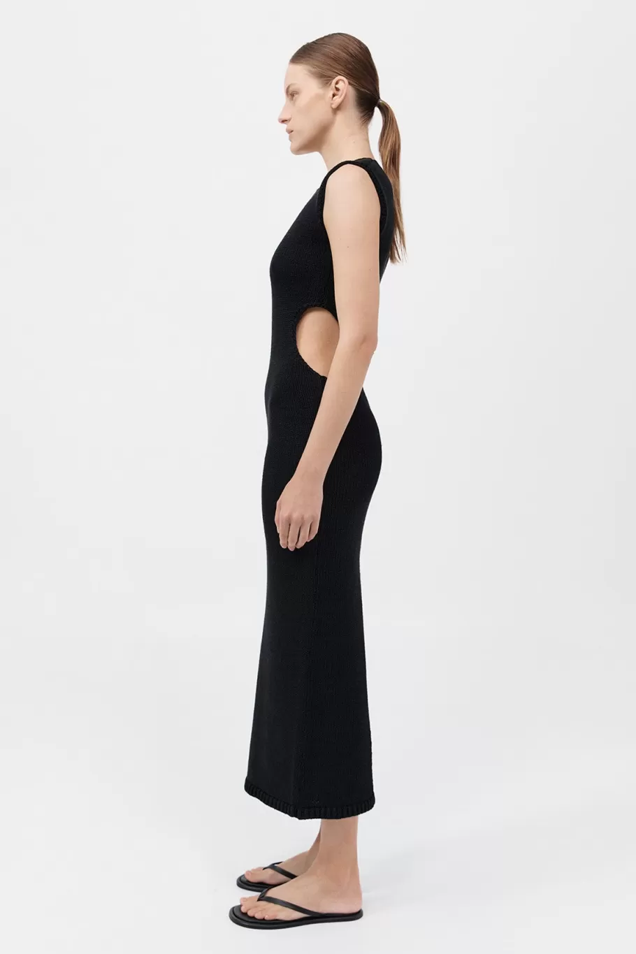 Dresses | Knitwear | St. Agni Linen Silk Blend Cut Out Dress - BLACK