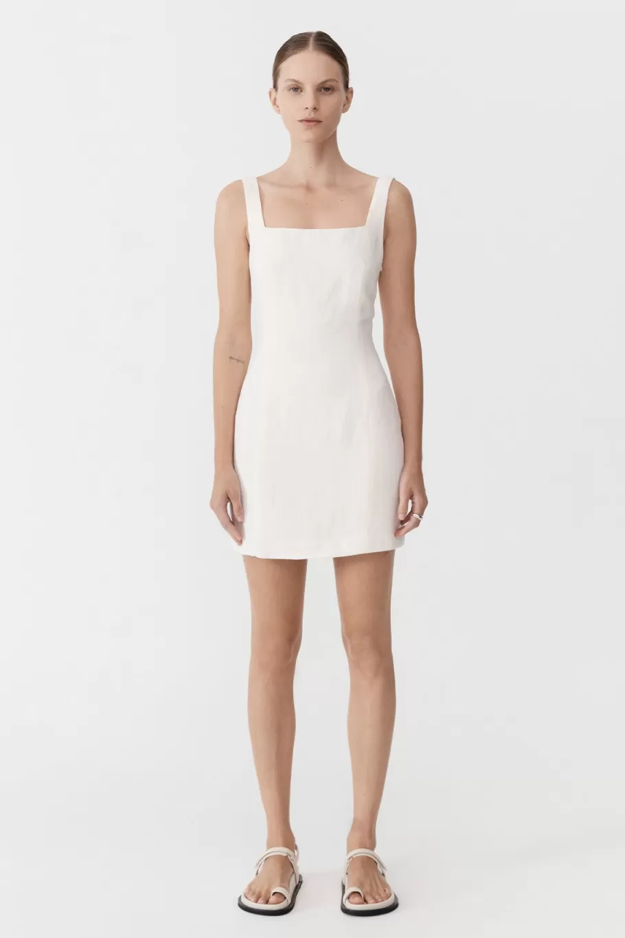 Dresses | Tailoring | St. Agni Linen Square Neck Mini Dress - IVORY