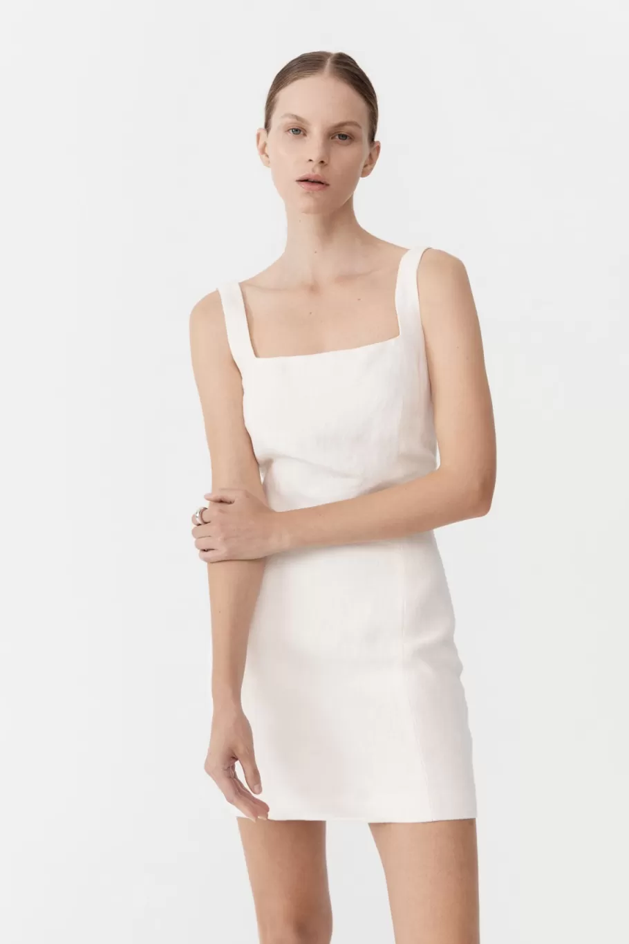 Dresses | Tailoring | St. Agni Linen Square Neck Mini Dress - IVORY