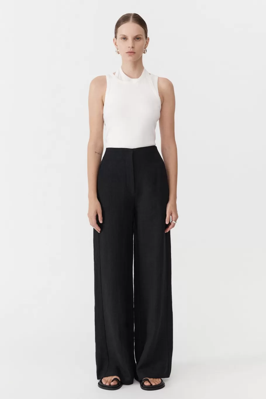 Tailoring | Pants | St. Agni Linen Wide Leg Pants - BLACK