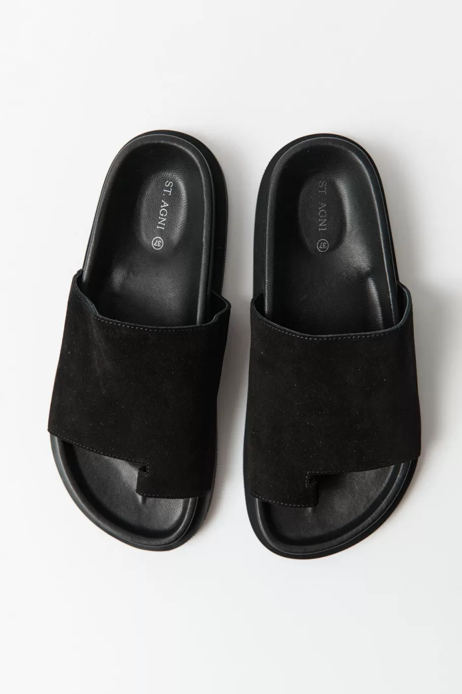 Unisex | Slides | St. Agni Loe Suede Slide - BLACK