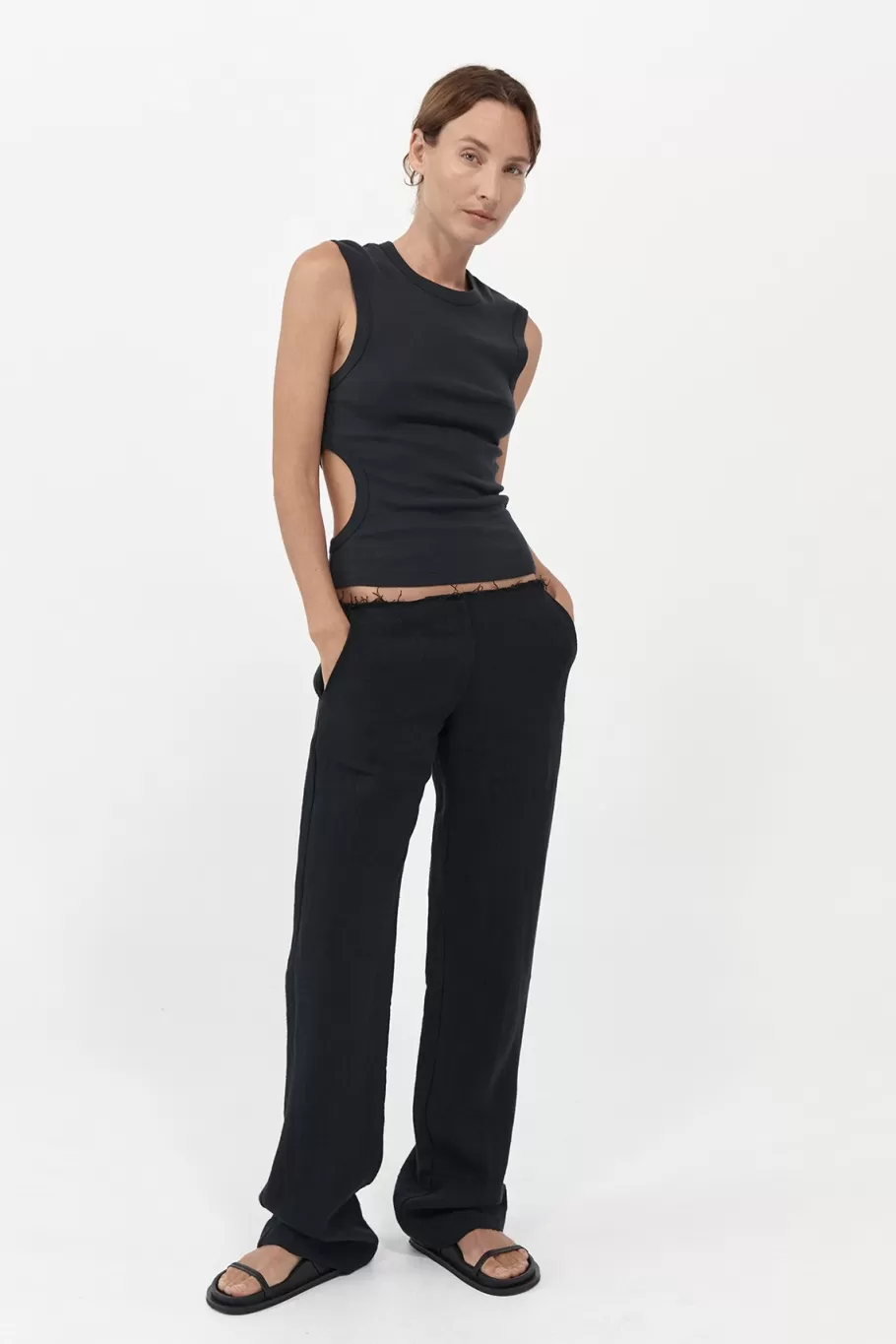 Tailoring | Pants | St. Agni Low Waist Raw Edge Pants - BLACK