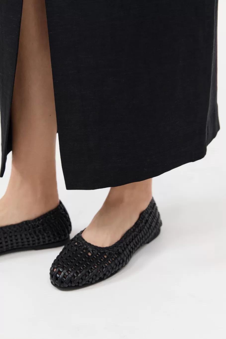 Flats | St. Agni Macrame Mesh Ballet Flats - BLACK