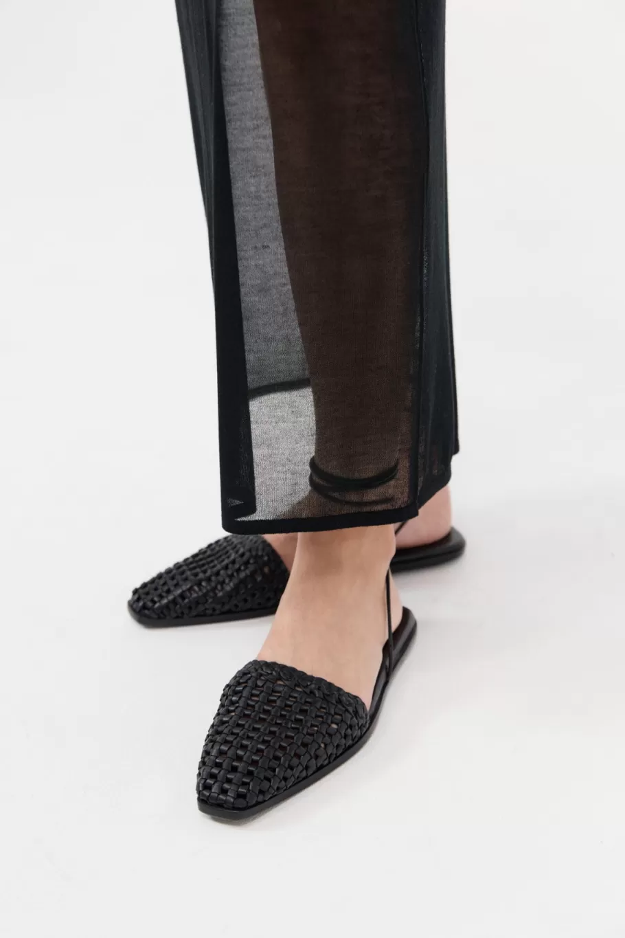 Sandals | Flats | St. Agni Macrame Mesh Tie Up Flats - BLACK