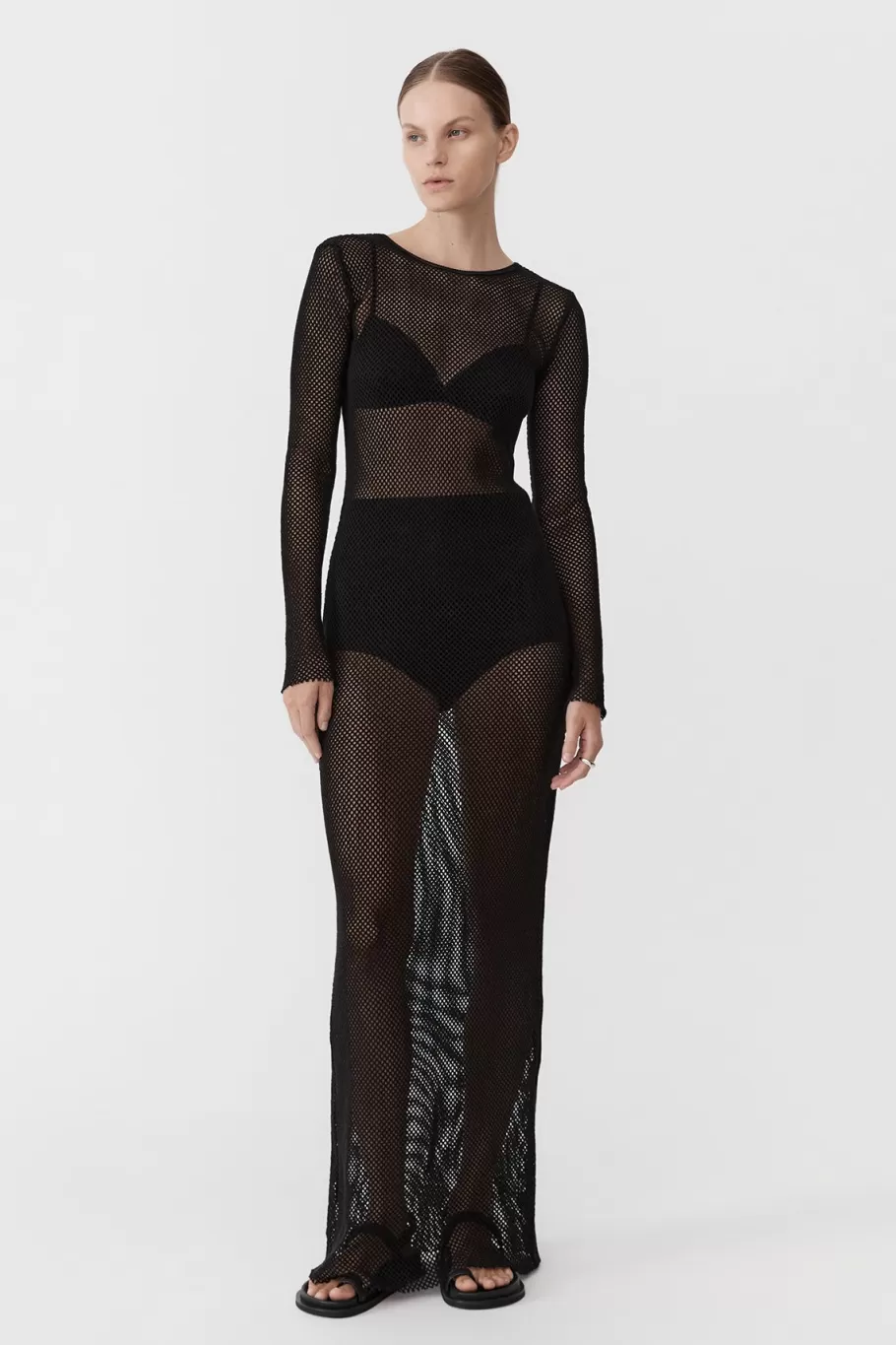 Dresses | Knitwear | St. Agni Mesh Long Sleeve Dress - BLACK