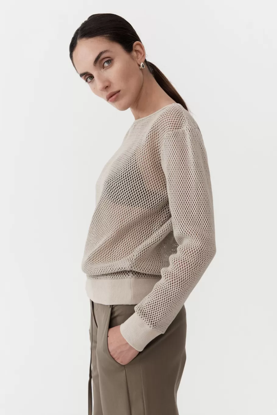 Tops | Jumpers | St. Agni Mesh Long Sleeve Top - ALOE