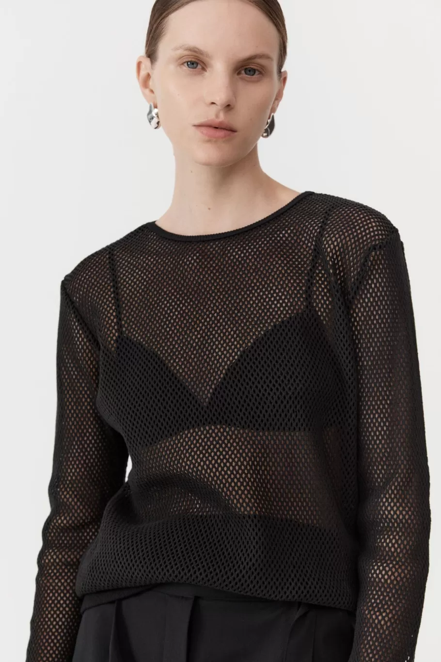 Tops | Jumpers | St. Agni Mesh Long Sleeve Top - BLACK