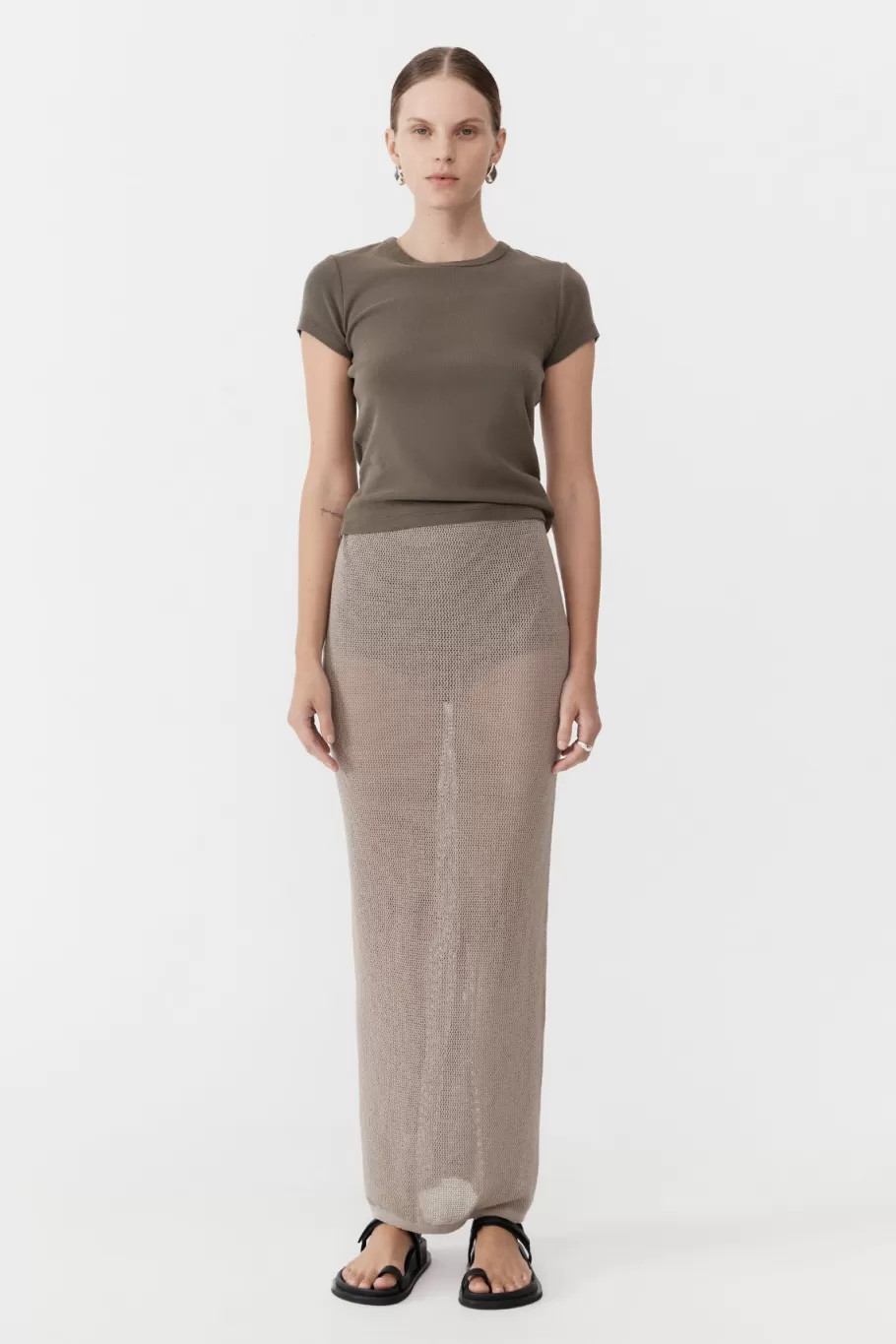 Knitwear | Skirts | St. Agni Mesh Maxi Skirt - Fog